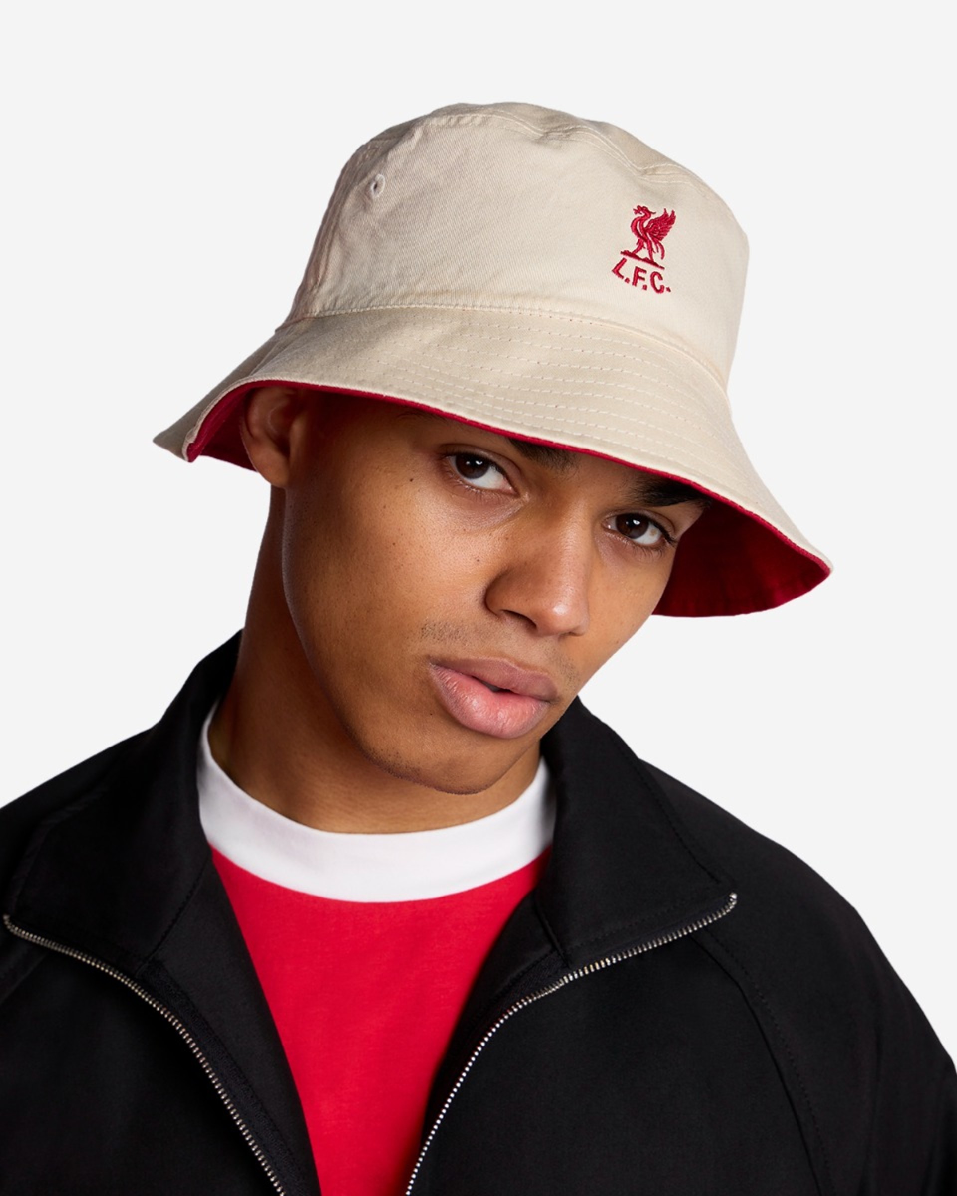 Chapeau seau réversible Shankly pour adultes LFC rouge et écru - Image 2