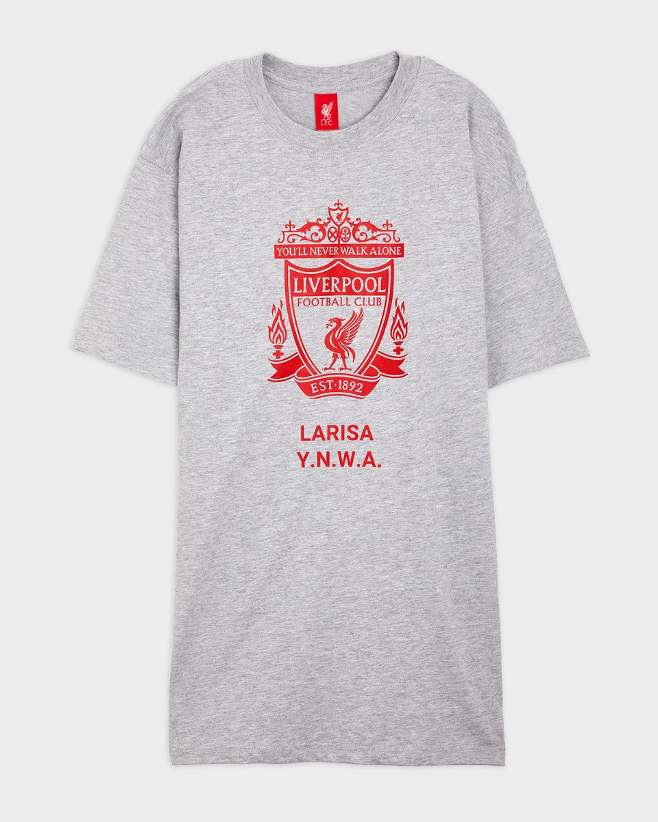 LFC Red Crest Personalised Grey Tee - Image 2