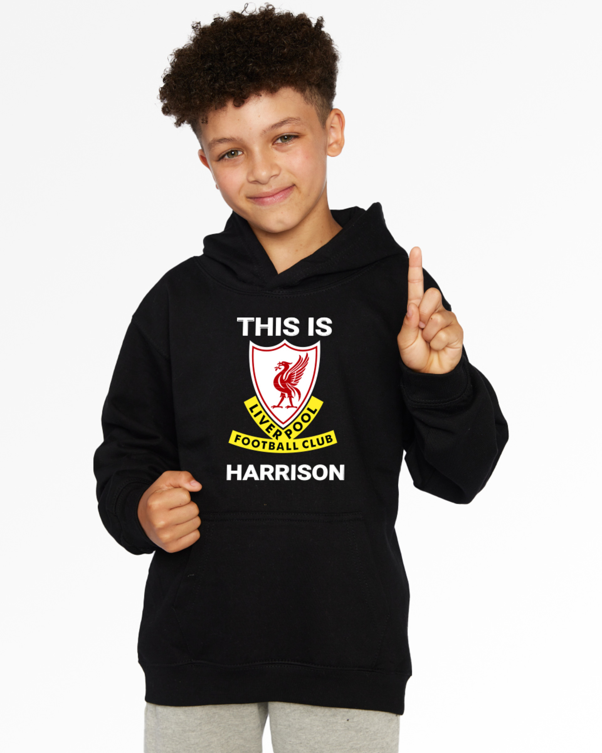 แอลเอฟซี จูเนียร์ ฮู้ดดี้สีดำแบบส่วนบุคคล This Is Anfield - Image 1