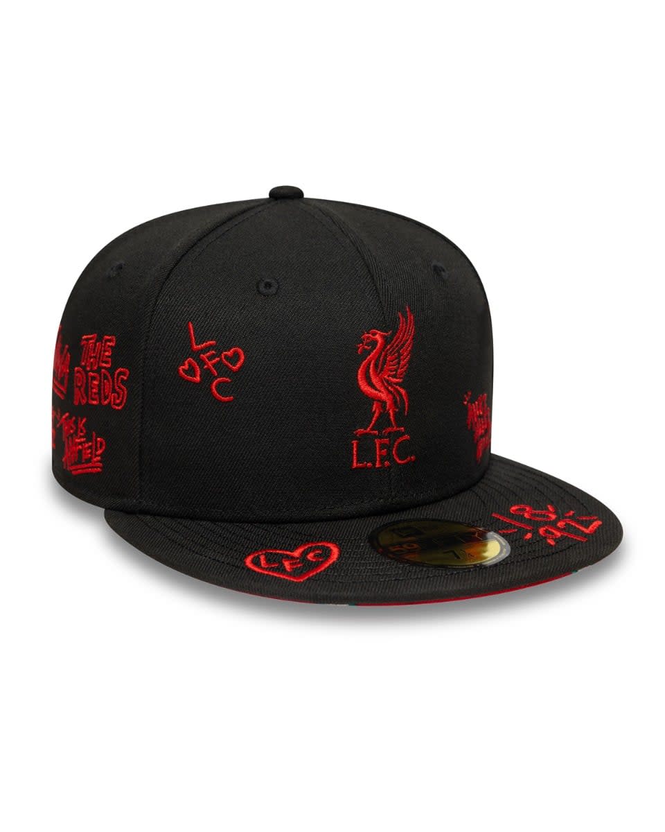 LFC New Era 59FIFTY Scribble Kappe Schwarz/Rot - Image 2