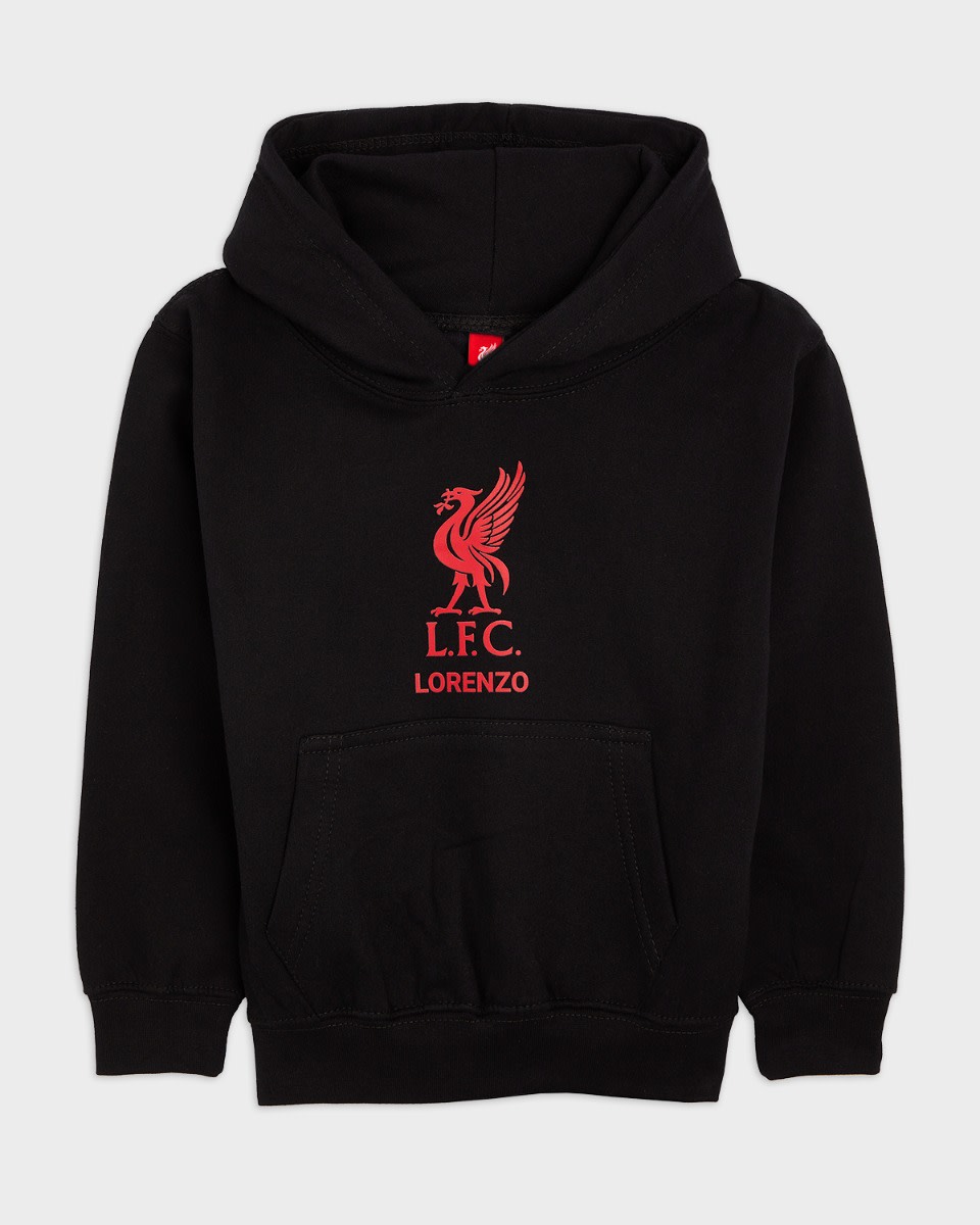 LFC Junior Red Liverbird Personalisierbarer Kapuzenpulli, schwarz - Image 2