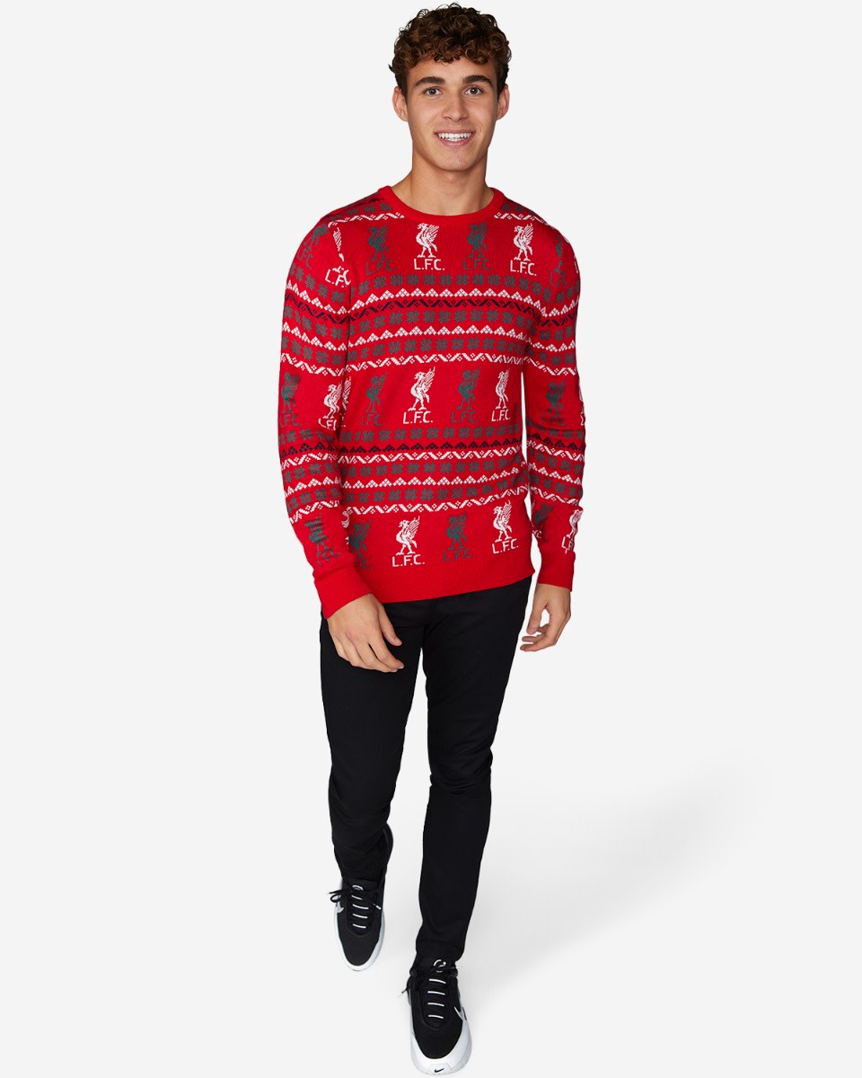 LFC Adult Fairisle Christmas Jumper Red - Image 3