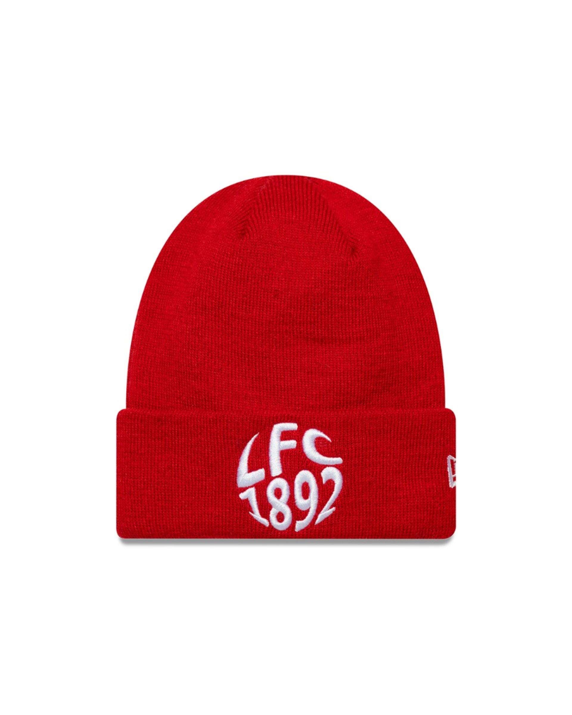 BONNET LFC New Era 1892 en tricot à revers pour enfants, rouge - Image 1