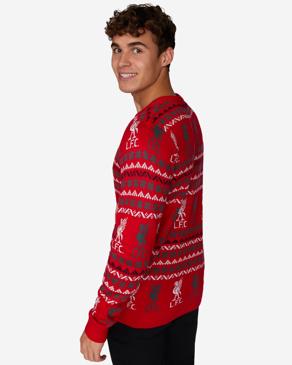LFC Adult Fairisle Christmas Jumper Red - Image 4