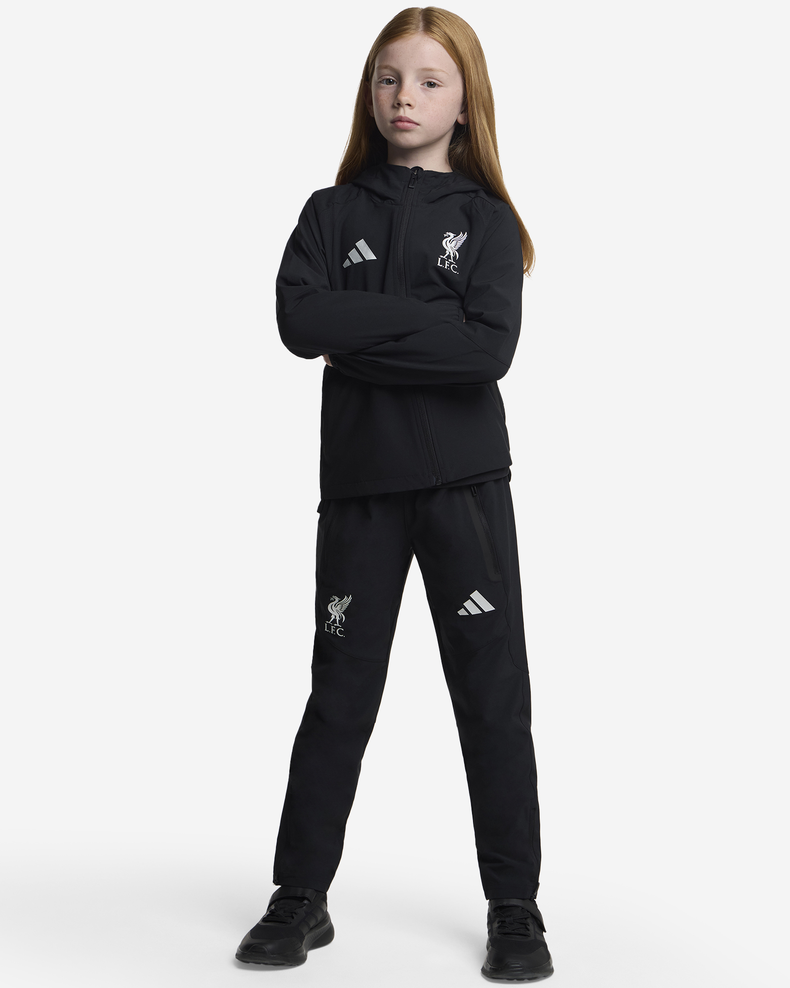 LFC adidas Youth Tiro Travel Full Zip Windbreaker Black