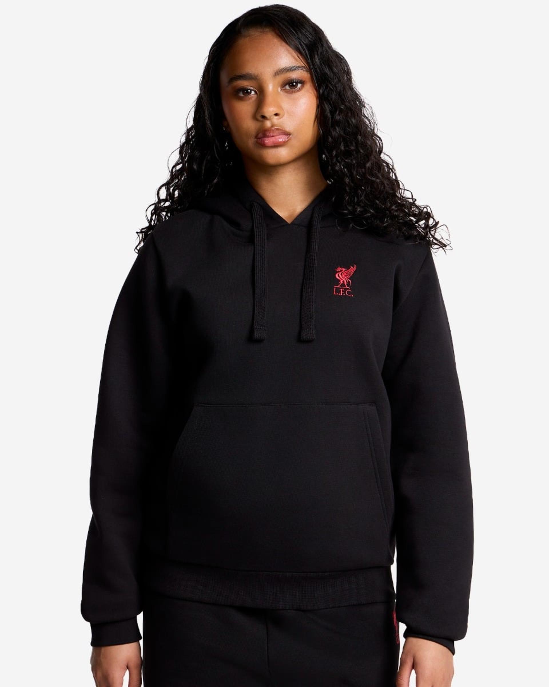 เสื้อฮู้ดโลโก้เหนือศีรษะผู้หญิง LFC สีดำ - Image 1
