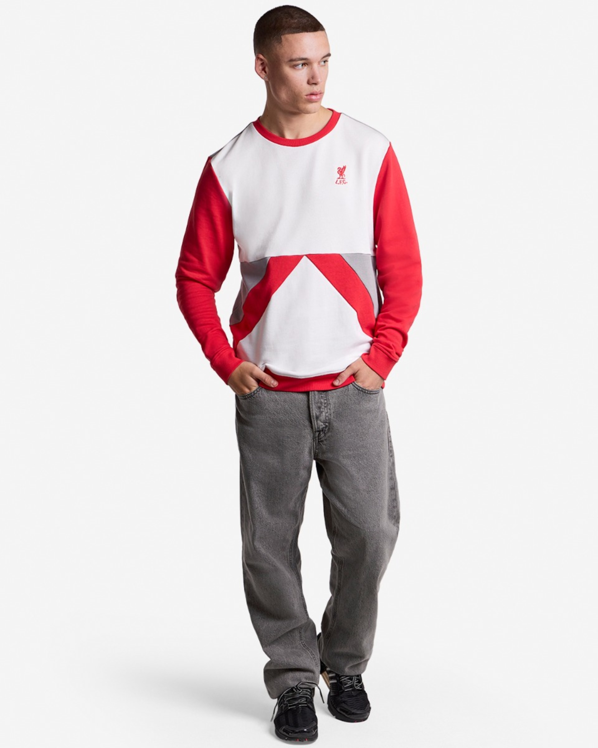 LFC Herre 86 Panel Crewneck Sweatshirt Hvid - Image 3