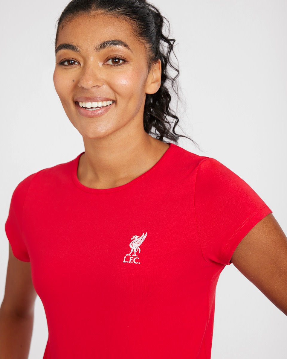 LFC Womens Red Liverbird Crest Tee - Image 2