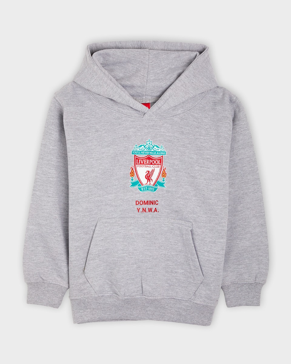 LFC Junior Crest Personalisierbarer grauer Kapuzenpulli - Image 2