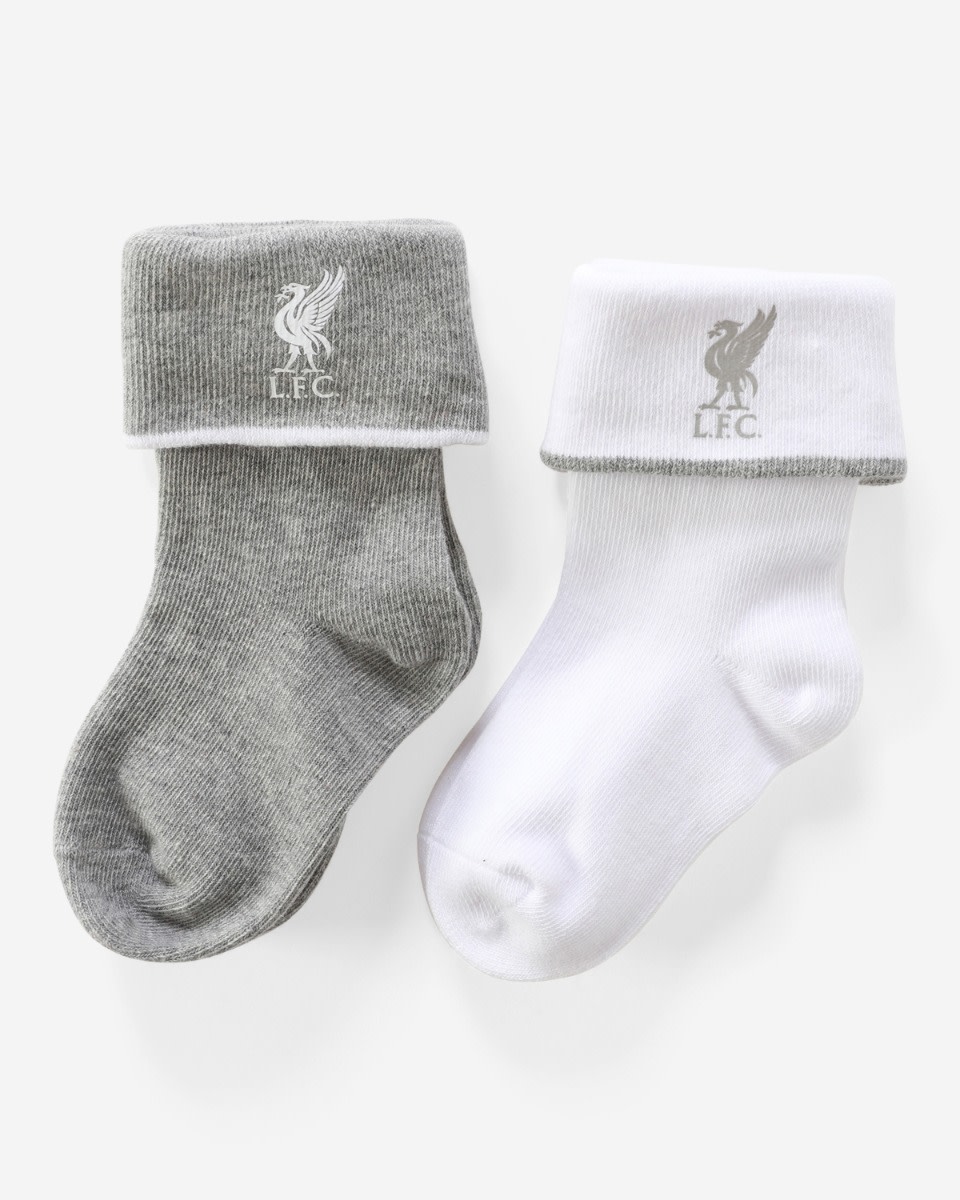 LFC 2 Pack Grey & White Baby Socks - Image 1