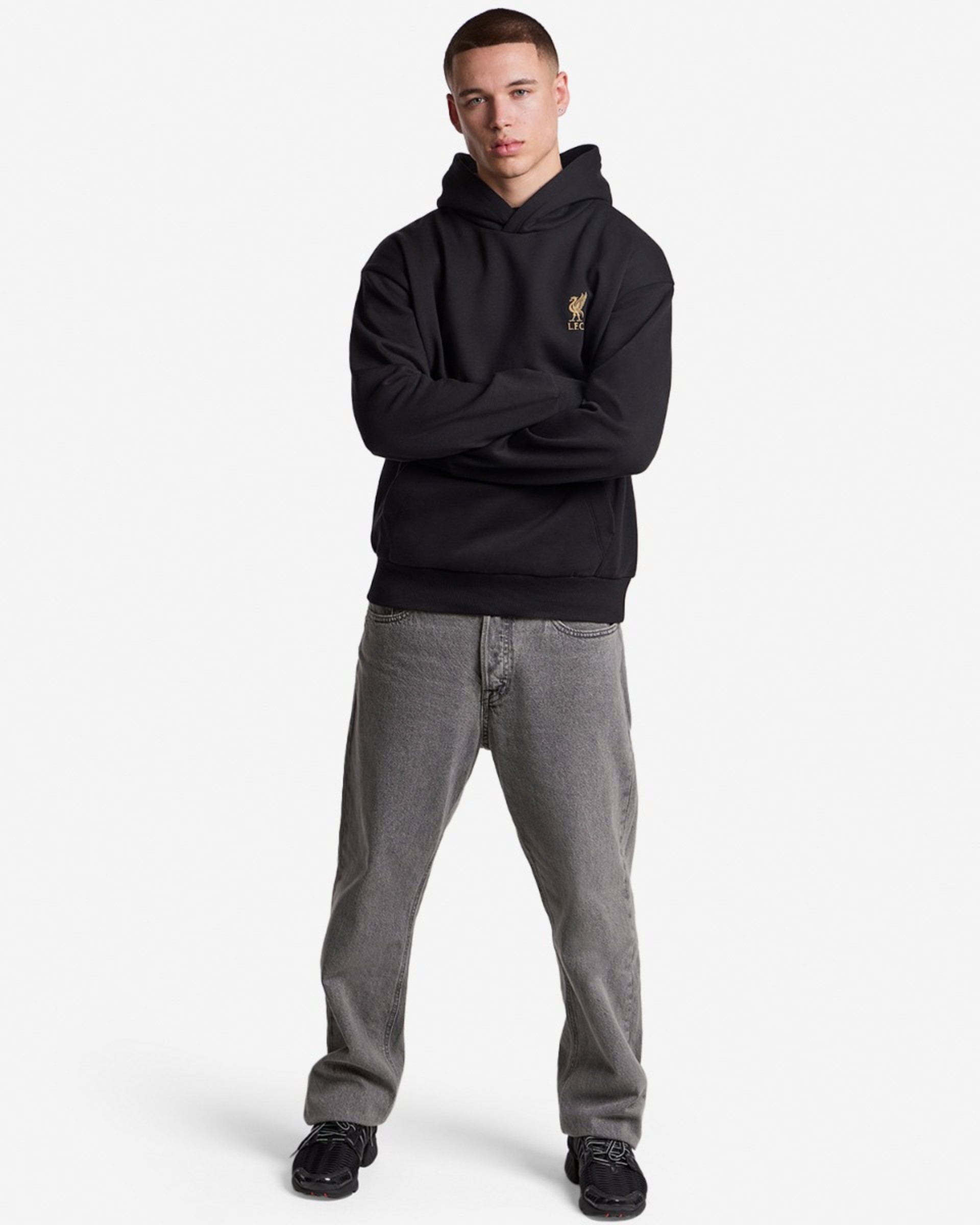 LFC Herre Champions Trophy overdimensioneret grafisk hættetrøje sort - Image 4