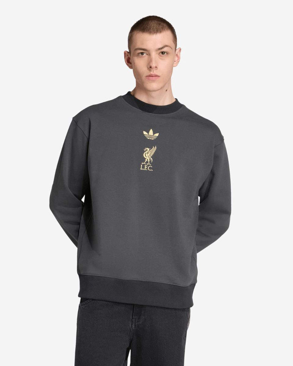 LFC adidas Mens 25/26 LFSTLR Crew Sweatshirt Dark Grey - Image 1