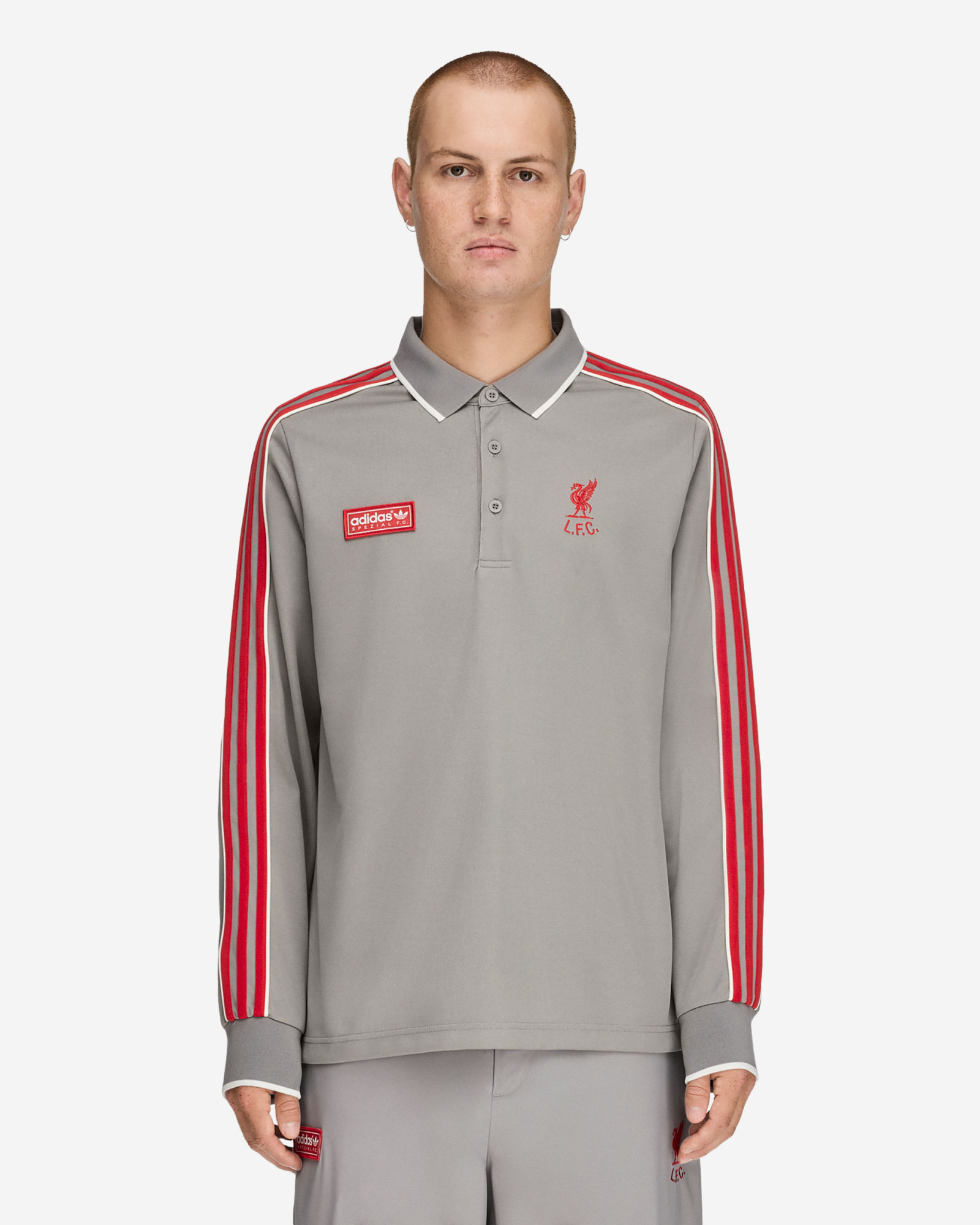 Polo à manches longues LFC adidas SPZL pour homme gris tourterelle - Image 1