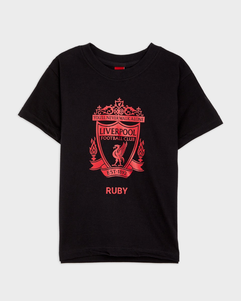 LFC Junior Red Crest Personalised Black Tee - Image 2