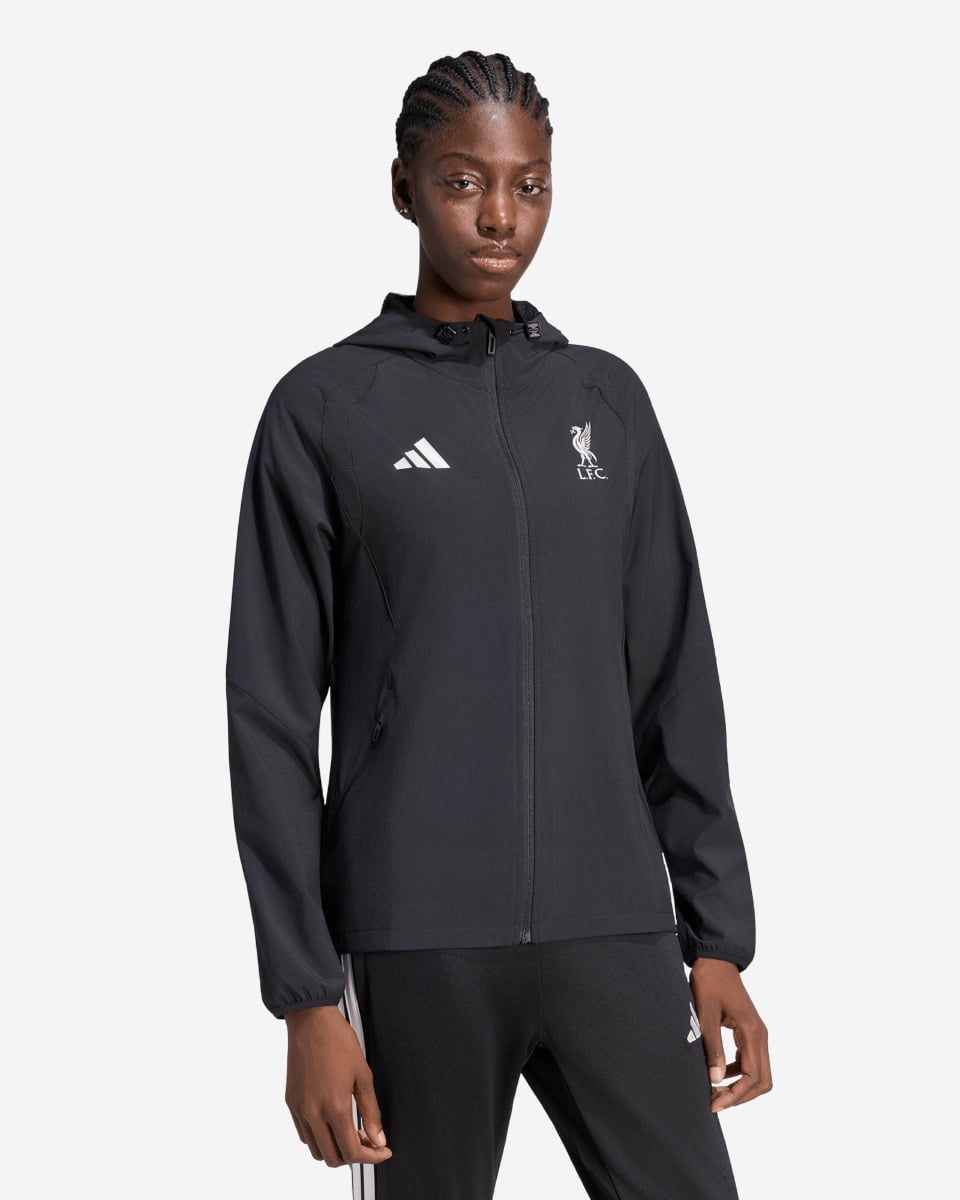 LFC adidas Womens Tiro Travel Full Zip Windbreaker Black