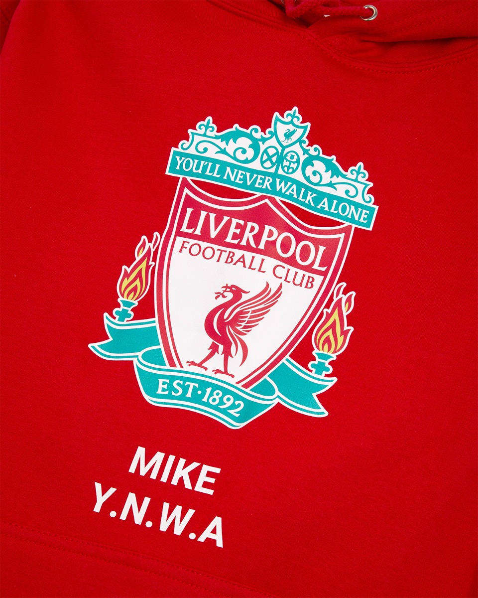 LFC Crest Personalisierbarer roter Kapuzenpulli - Image 3