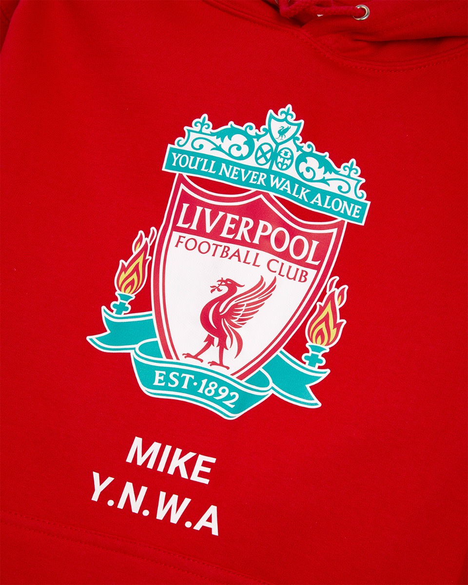 LFC Crest Personalisierbarer roter Kapuzenpulli - Image 3