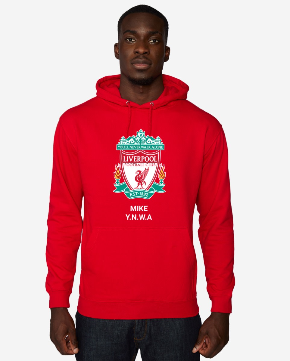 LFC Crest Personalisierbarer roter Kapuzenpulli - Image 1