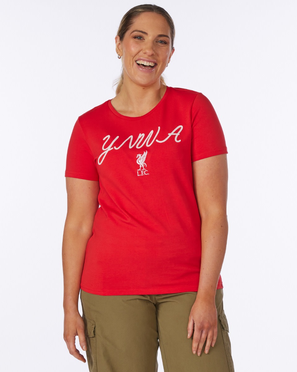 LFC Womens YNWA Script Tee Red - Image 1