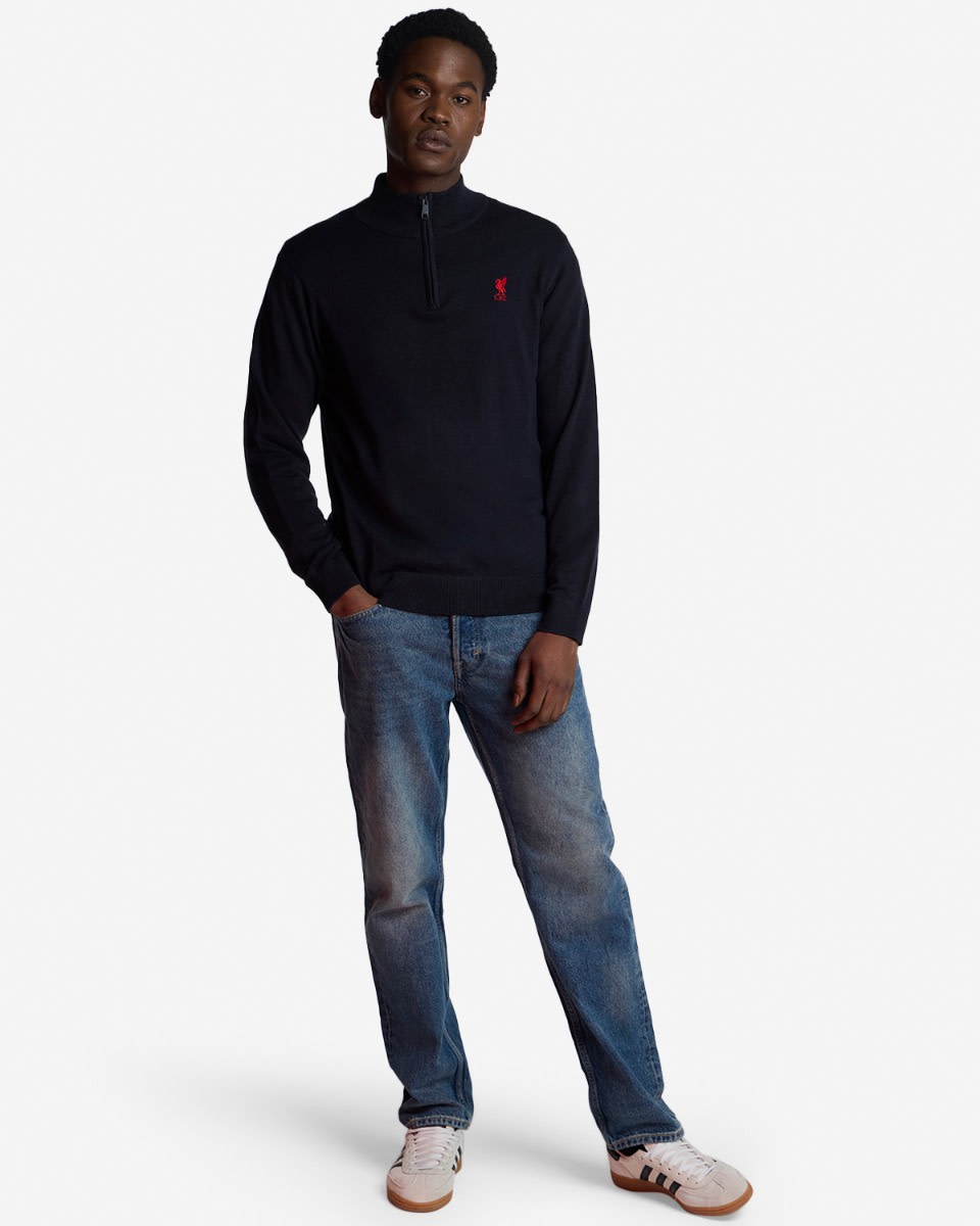 LFC Quarter Zip Knit Cotton Jumper Navy - Image 3