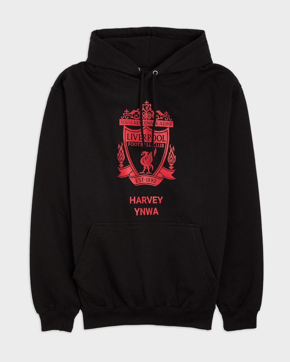 LFC Red Crest Personalised Black Hoody - Image 2