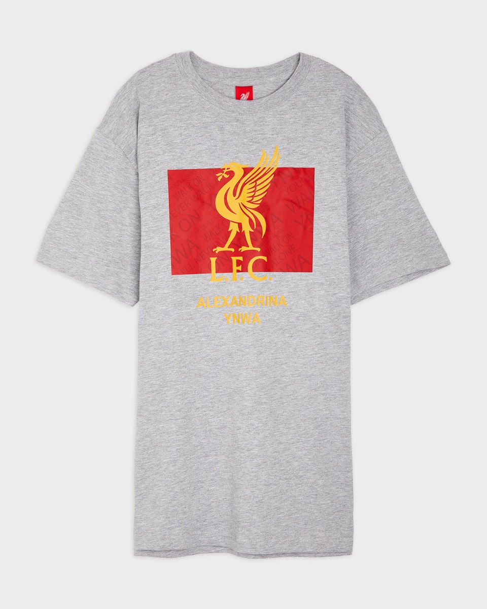 LFC Liverbird Personalised Grey Tee - Image 2