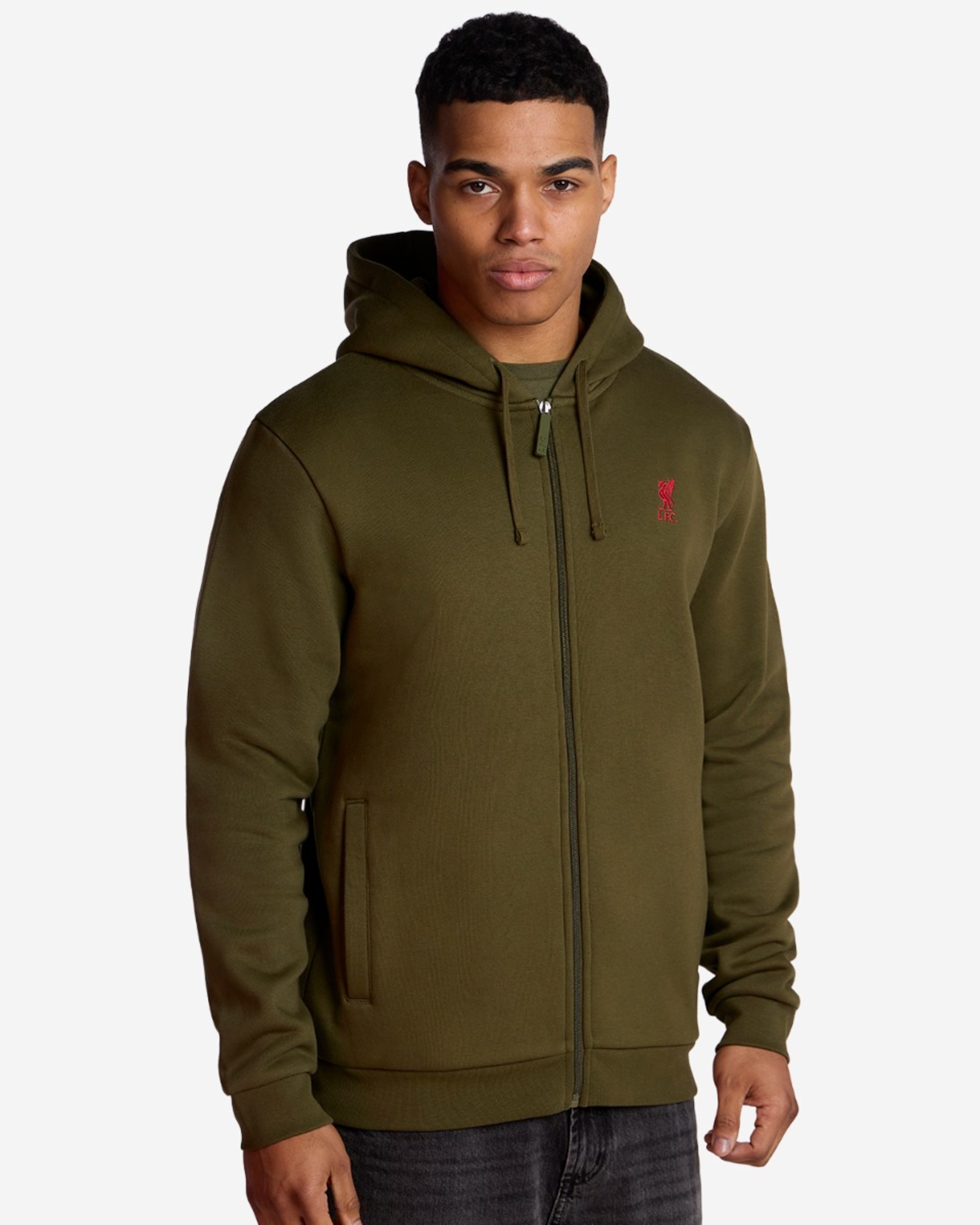 Sudadera con capucha y cremallera LFC para hombre, color caqui - Image 1