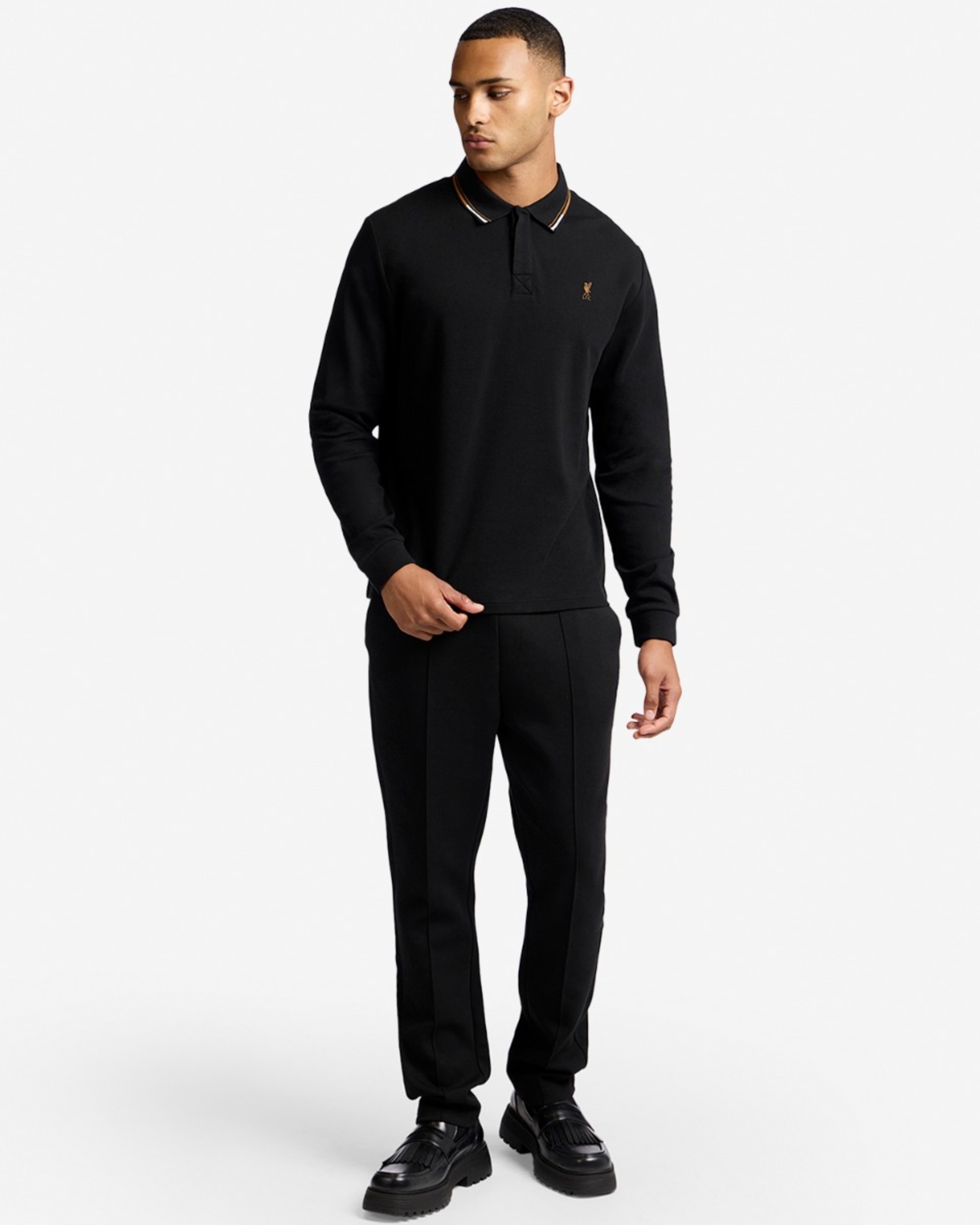 LFC Herren-Poloshirt, langärmlig, mit Spitze, Schwarz - Image 4