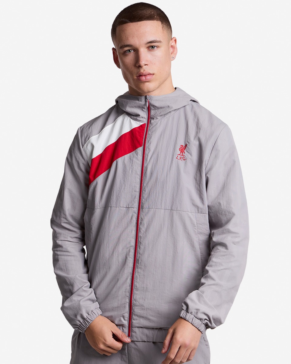  ClimaProof ジャケット グレー/レッド LFC Mens 86 Hooded Zip Jacket Grey