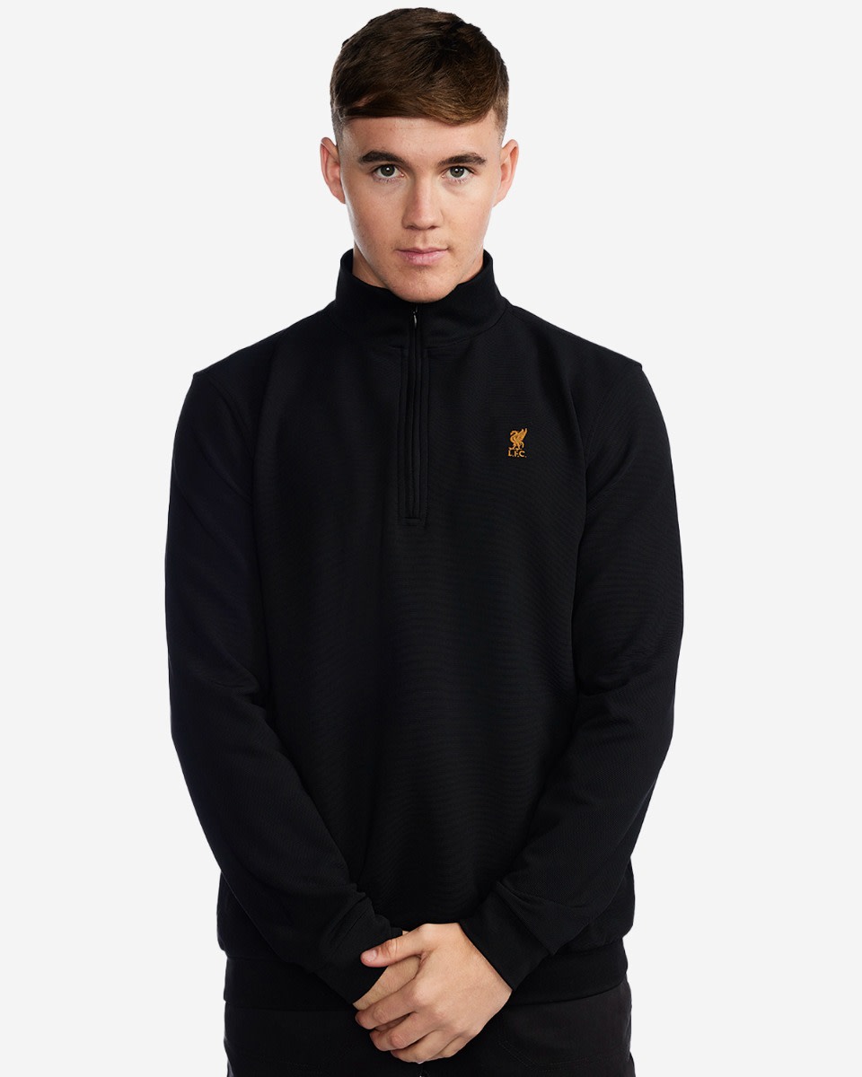 LFC Mens Quarter Zip Rib Sweatshirt Black - Image 1