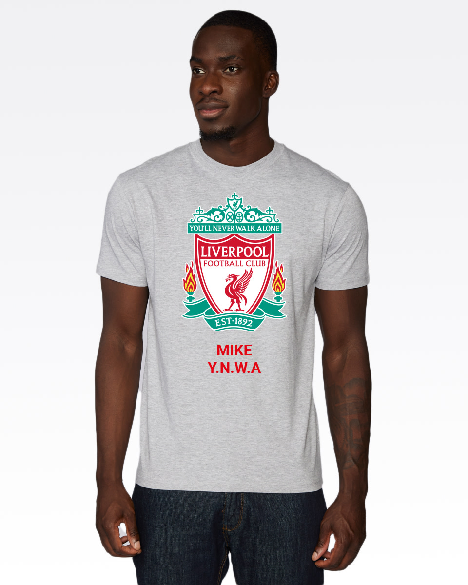 LFC Crest Personalised Grey Tee - Image 1