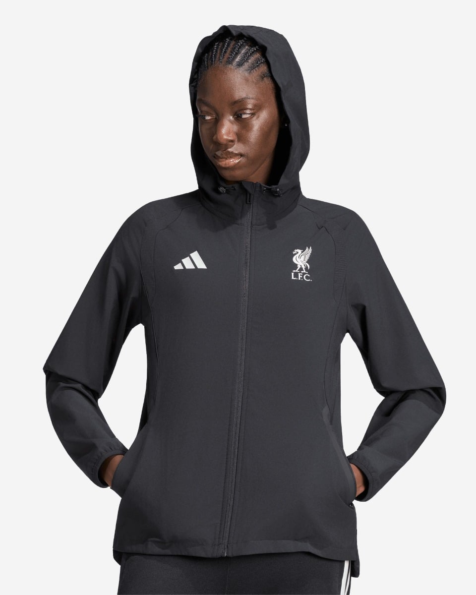 LFC adidas Womens Tiro Travel Full Zip Windbreaker Black