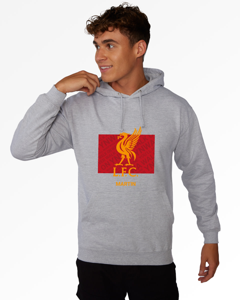 LFC Liverbird Personalised Grey Hoody - Image 1