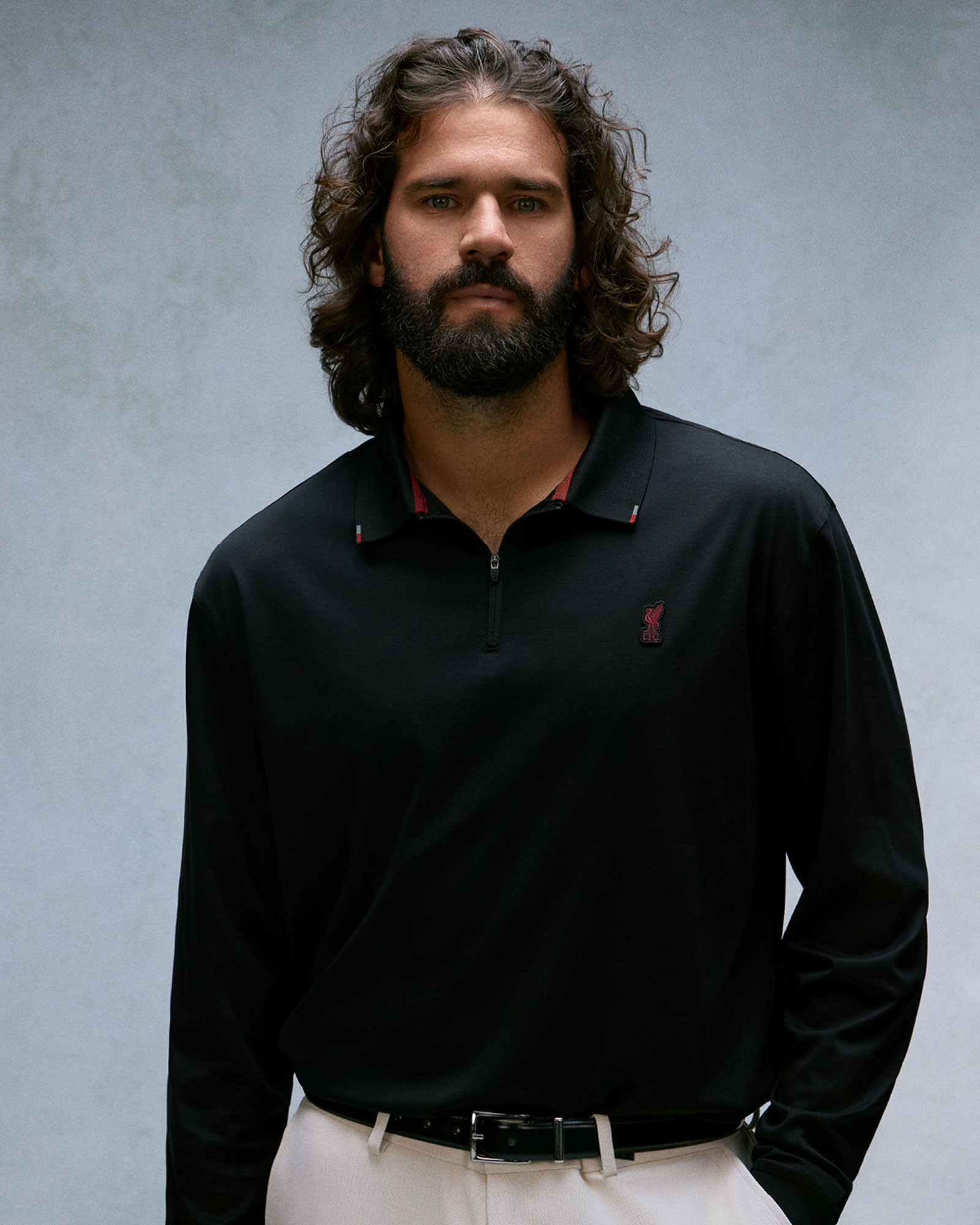 LFC Firma 男式长袖 Polo 衫黑色 - Image 1