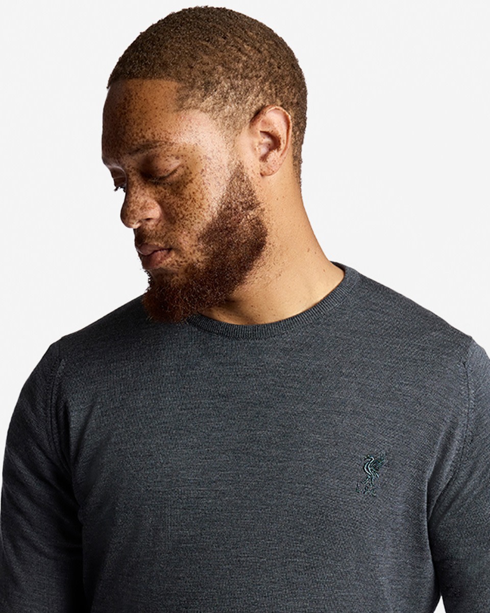 Jersey LFC X John Smedley de lana merino extrafina para hombre con cuello redondo, color gris - Image 2