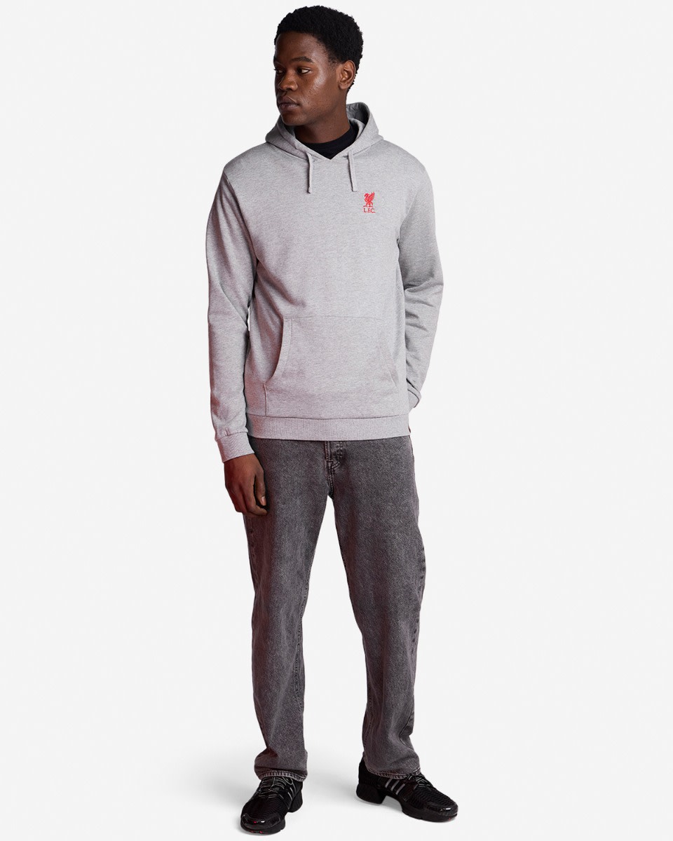 LFC Mens Logo Overhead Hoody Grey Marl - Image 3