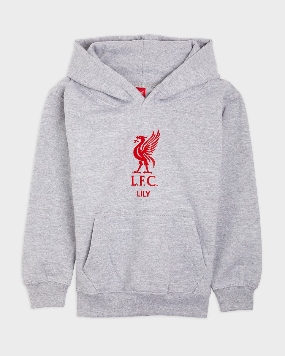 LFC Junior Red Liverbird Personalisierbarer grauer Kapuzenpulli - Image 2