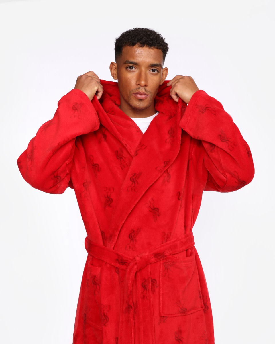 LFC Mens Hooded Dressing Gown Red - Image 2