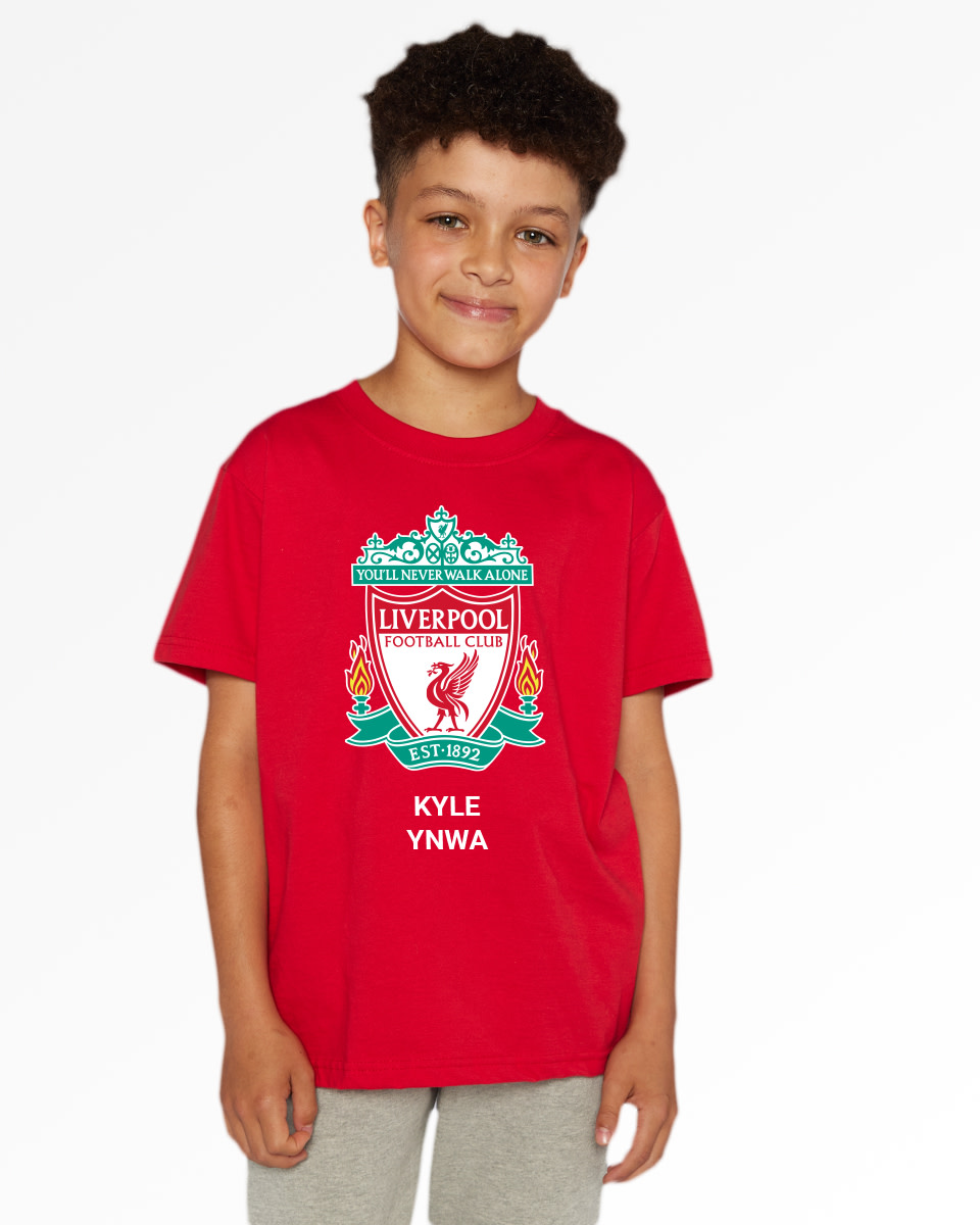 LFC Junior Crest personlig rød T-shirt - Image 1