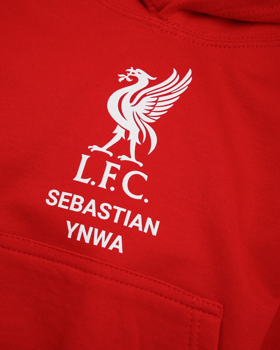 LFC Junior White Liverbird Personalised Red Hoody - Image 3