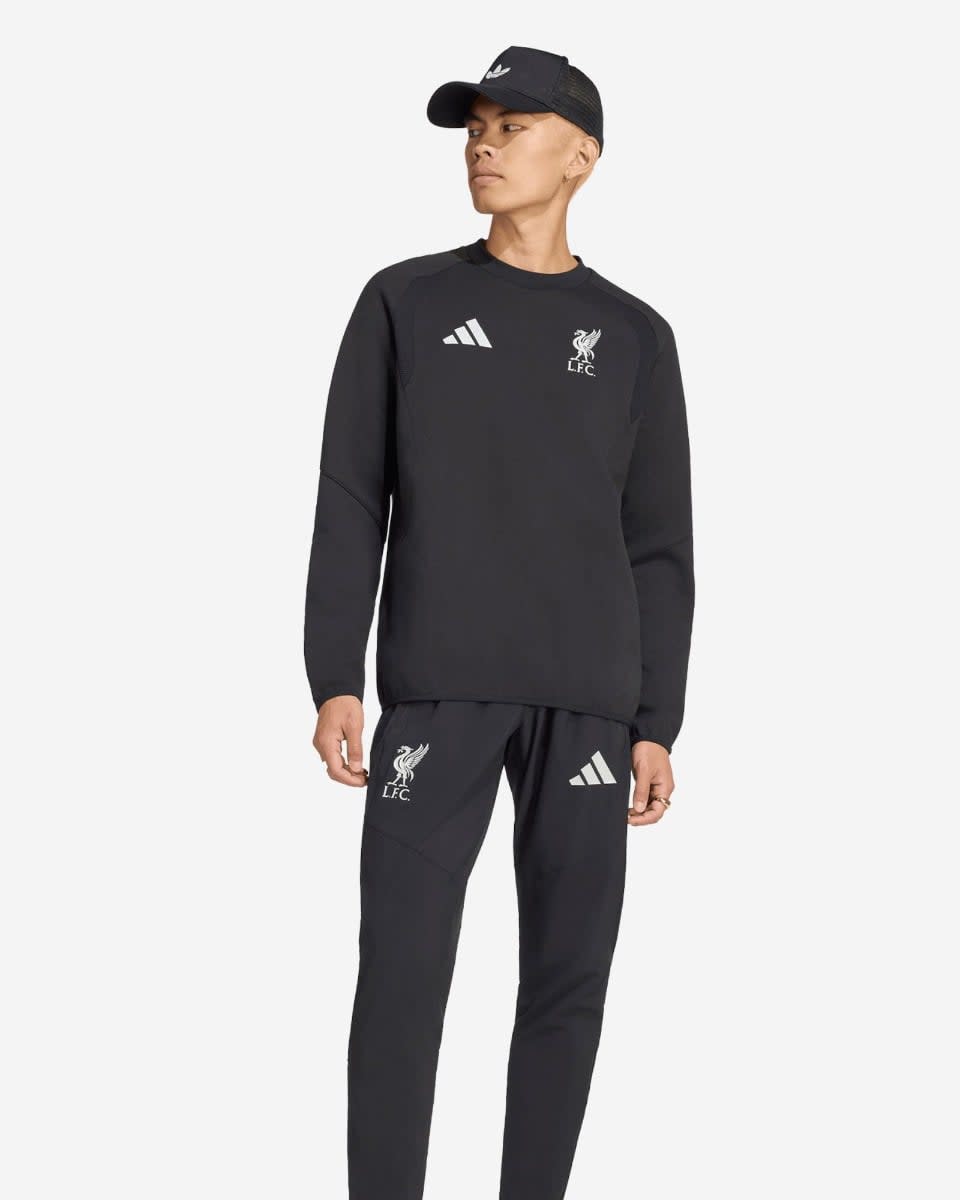 LFC adidas Mens Tiro Travel Crewneck Sweatshirt Black - Image 4