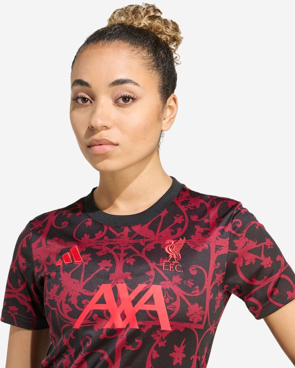 LFC adidas Womens 25/26 Short Sleeve Pre-Match Shirt Black