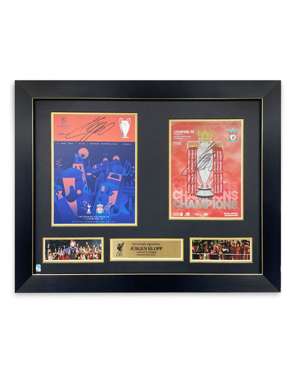 LFC Signed Klopp Framed Dual Programmes - Image 1