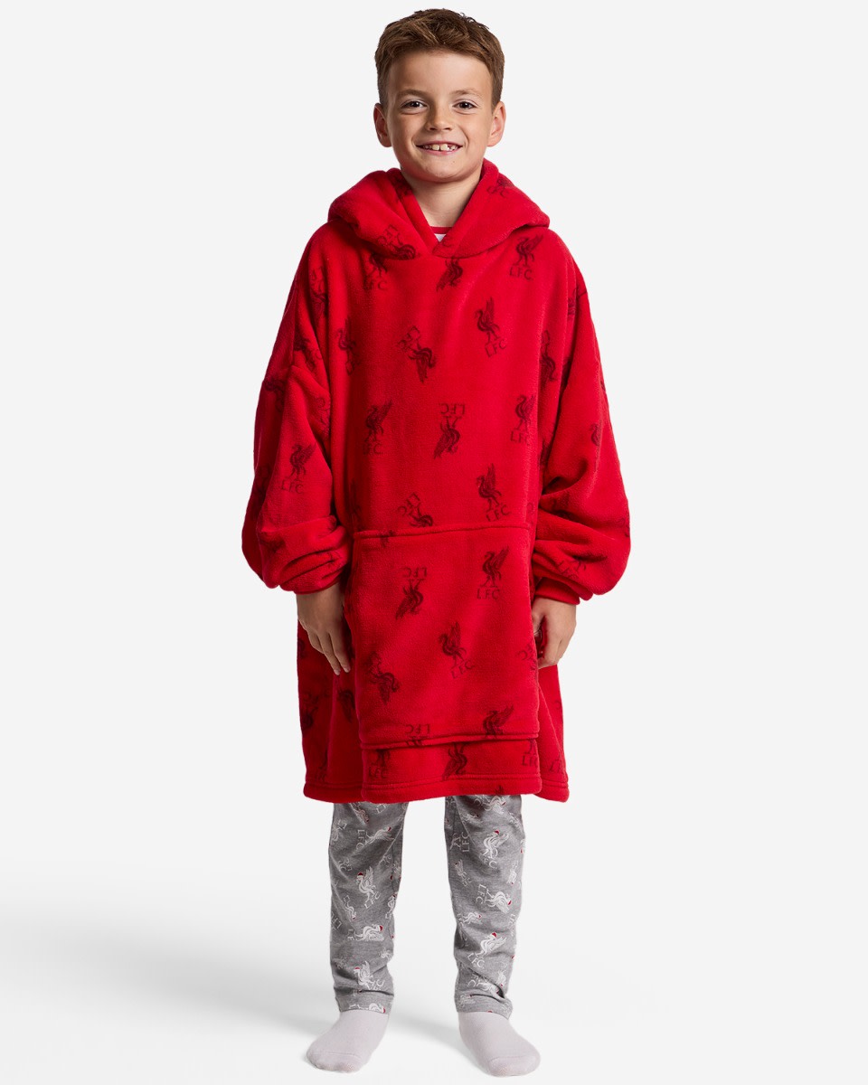 LFC Juniors Unisex All Over Print Robe Hoodie Red - Image 3