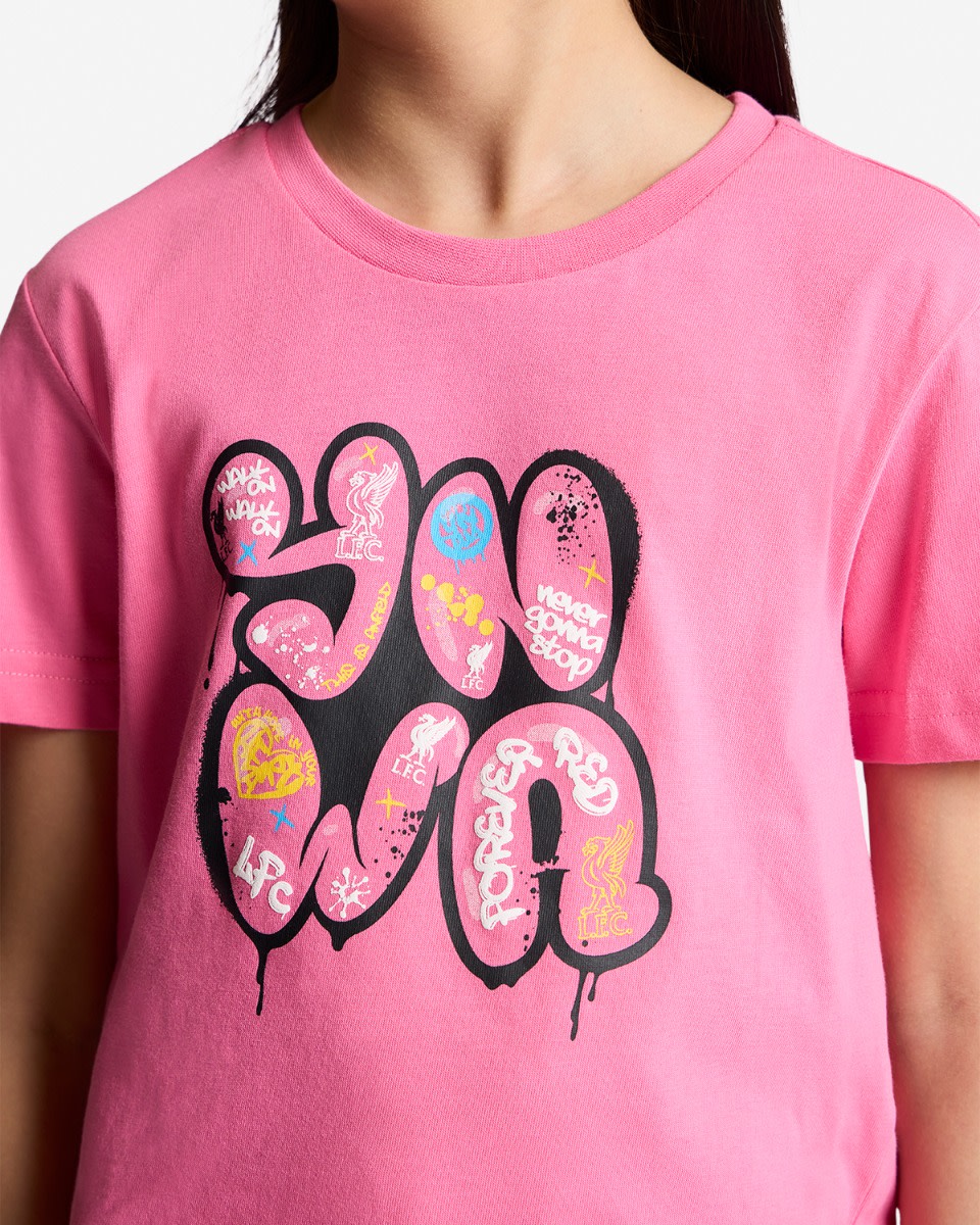 LFC Juniors YNWA Graffiti Tee Rosa - Image 3