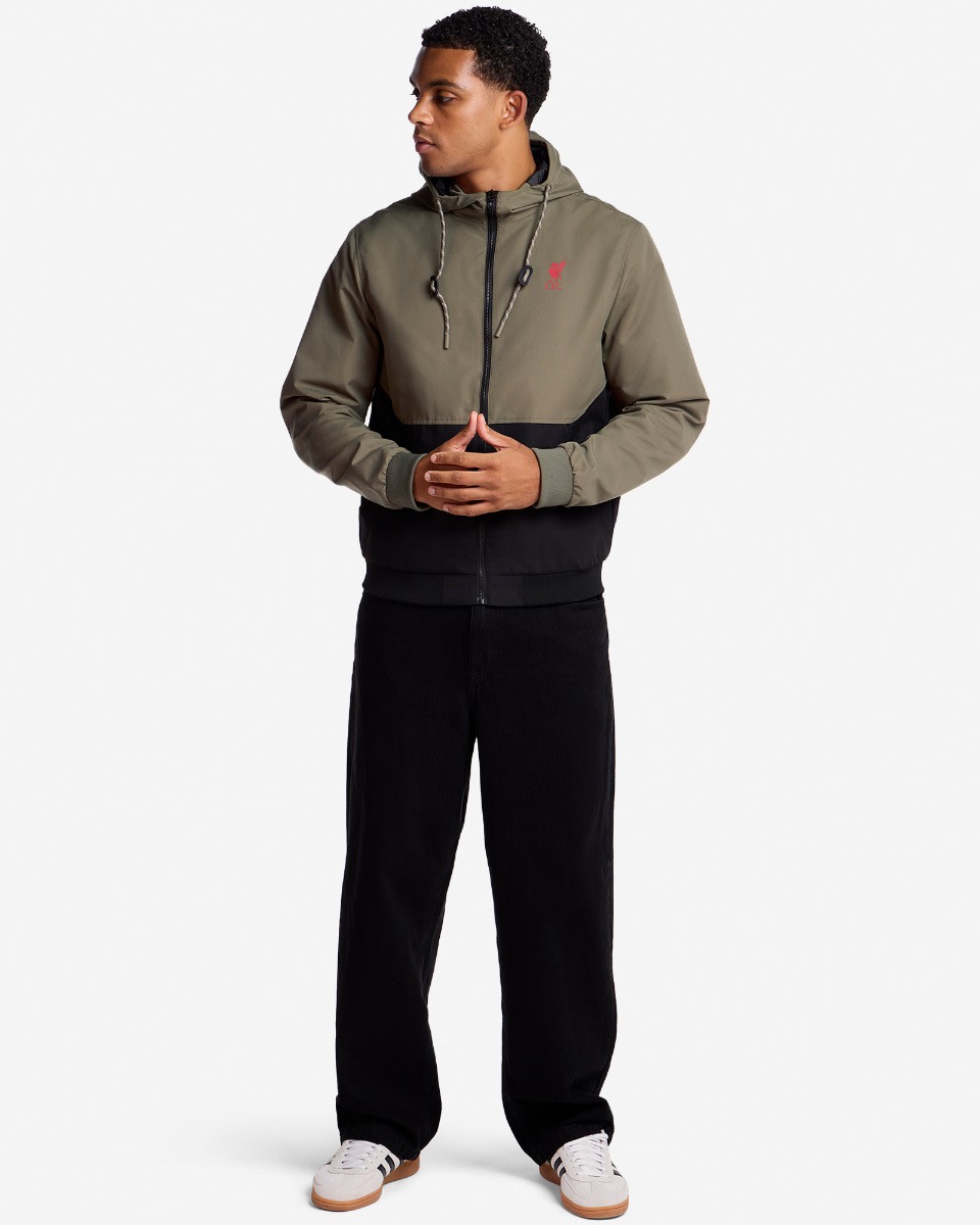 LFC Mens Colour Block Windcheater Khaki & Black - Image 4
