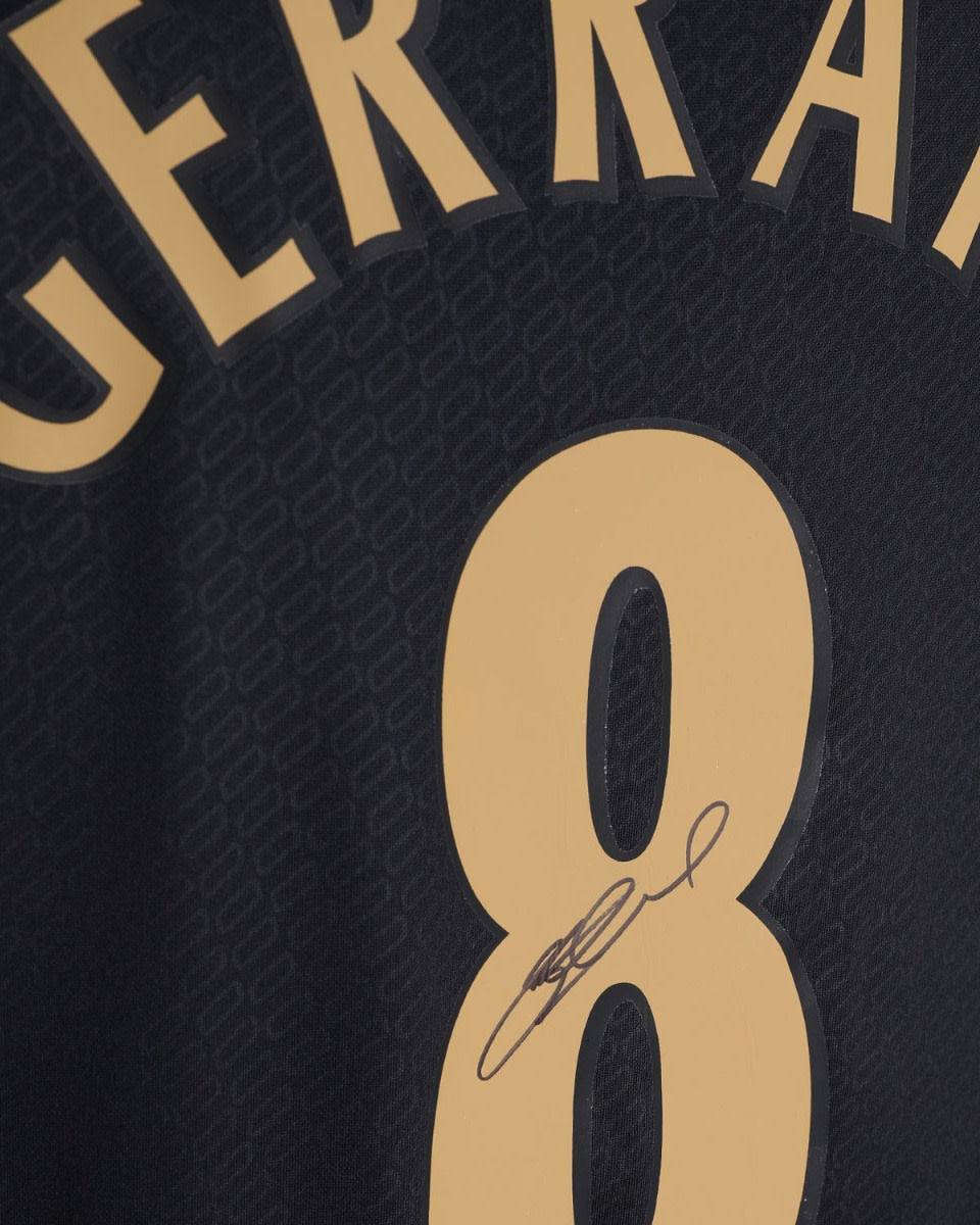 LFC Signed Gerrard Istanbul Boxed Shirt Black & Gold - Image 2
