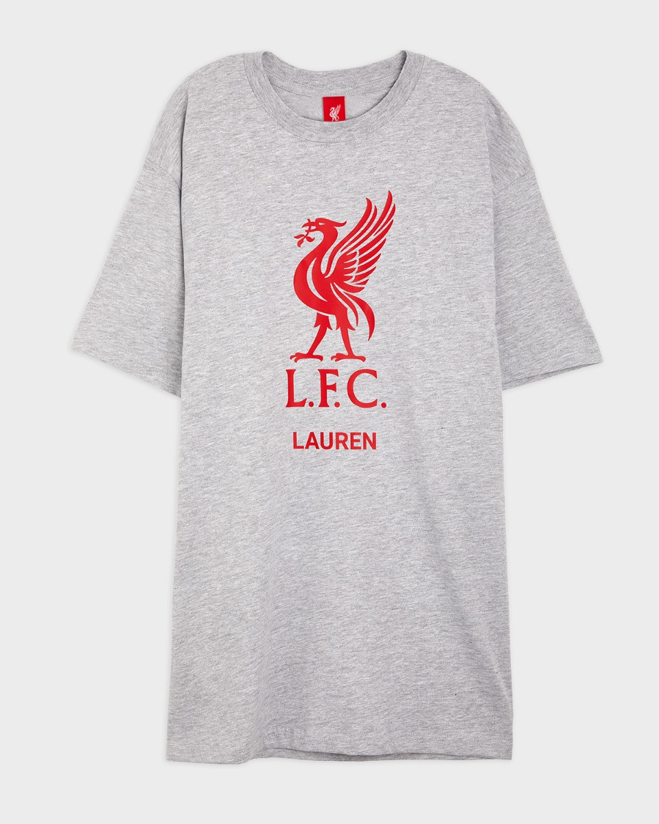 LFC Red Liverbird Personalised Grey Tee - Image 2