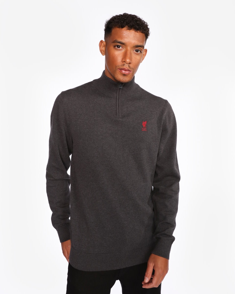 LFC Strickpullover aus Baumwolle mit Viertelreißverschluss Anthrazit - Image 1