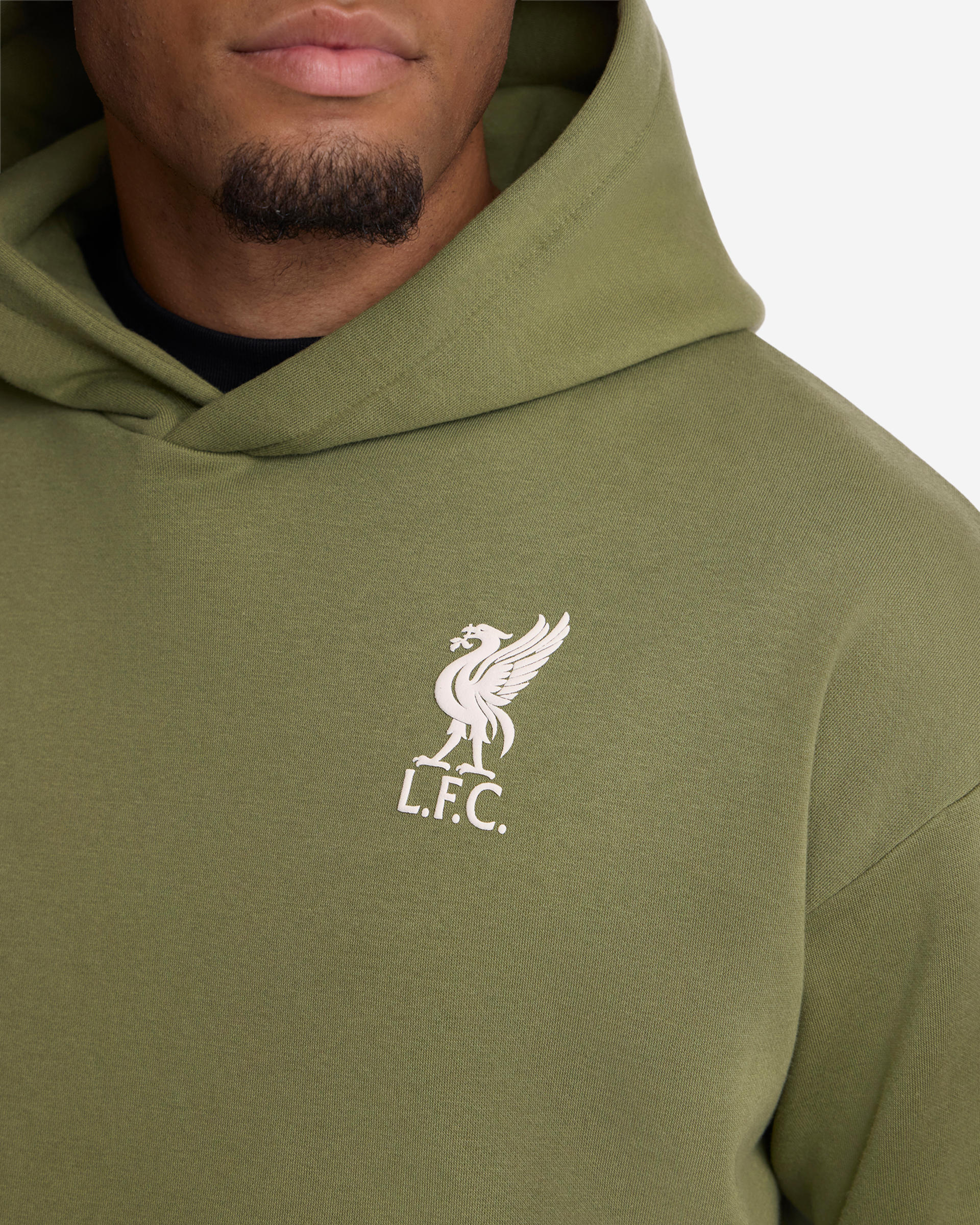 Sudadera con capucha extragrande con estampado en la espalda de LFC para hombre, color caqui - Image 4